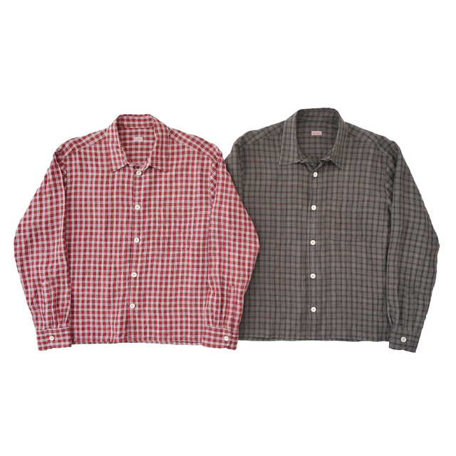 Conkers IRISH DISHCLOTH WEAVE LINEN FARMER SHIRT