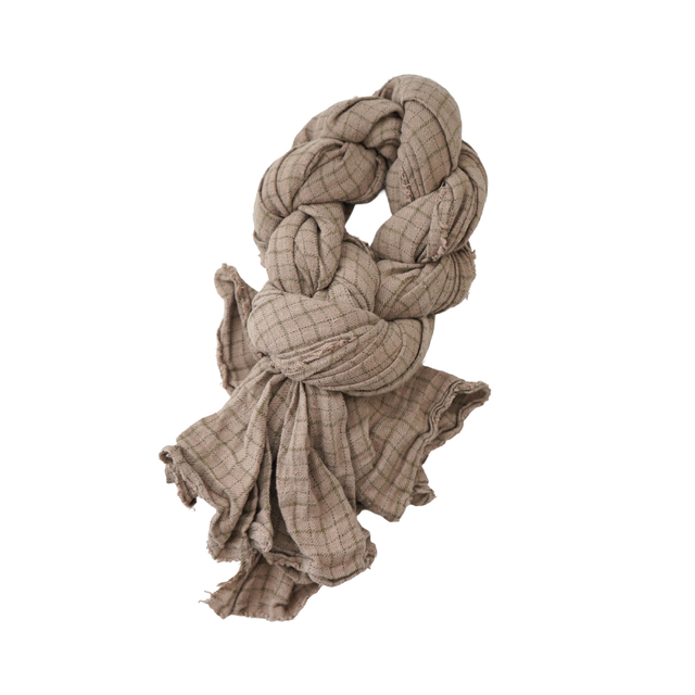 Conkers PRE-SHRINK LINEN TWILL TATTERSALL KNOT SCARF