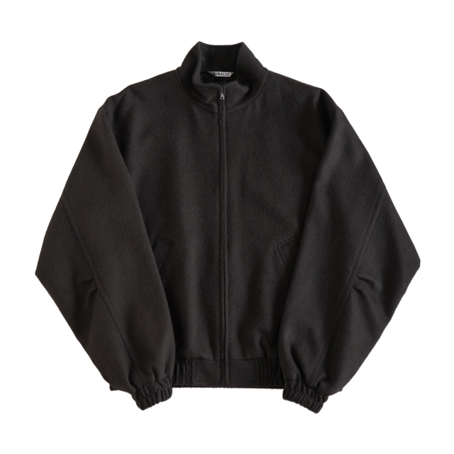 AURALEE_BABY_CAMEL_FLANNEL_ZIP_BLOUSON