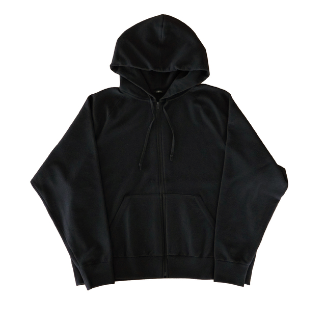 COMOLI ウールニット ジップパーカ BLACK