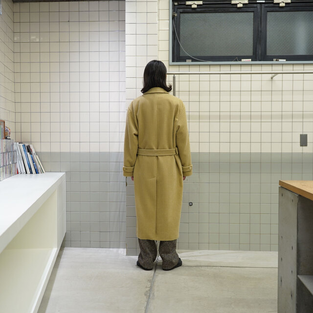 AURALEE WOOL CASHMERE CORDUROY SOUTIEN COLLAR COAT