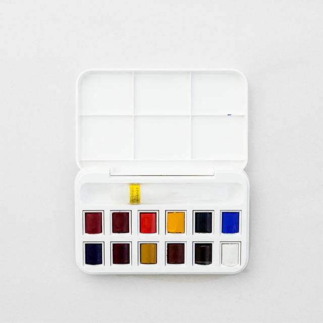 WINSOR&NEWTON コットマン ハーフパン12色セット 水筆ペン付き (07150662)