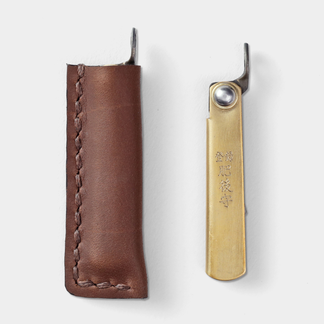 TF レザーケース 肥後守 真鍮鞘 豆用 茶 (07100743)