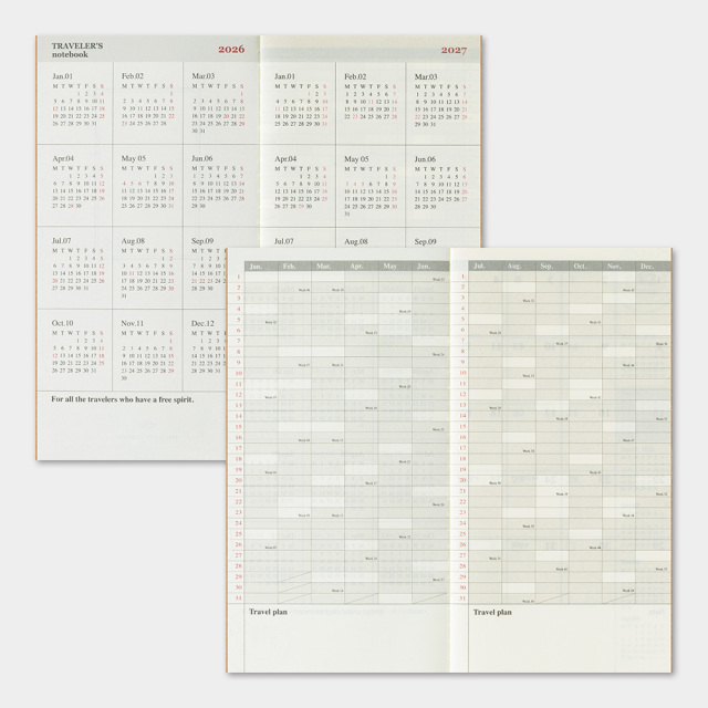 トラベラーズノート リフィル 2026 月間 (14494006)