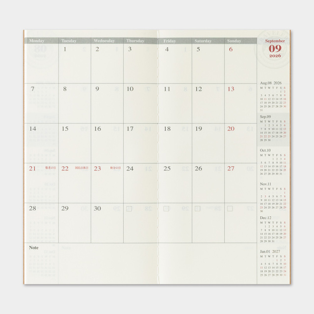 トラベラーズノート リフィル 2026 月間 (14494006)