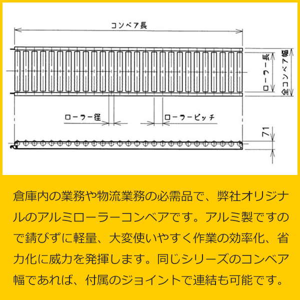 アルミローラーコンベアー（機巾300mmピッチ100mm機長3mハイグレード 