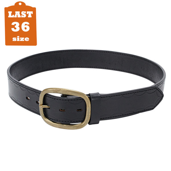 【BACKDROP】(バックドロップ) CARVING LEATHER BELT 42mm / カービング レザーベルト (ブラック) [20010018]