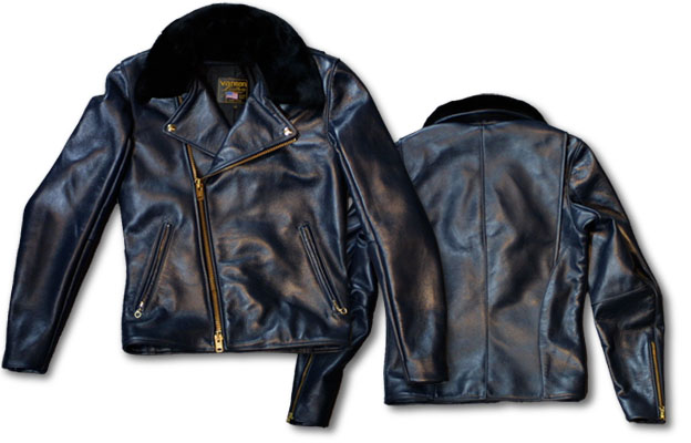 【VANSON】(バンソン) 9C With FUR / 9C レザージャケット with ファー (ネイビー ) [10218068]