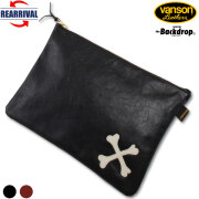 【VANSON x BACKDROP】 CROSSBONE LEATHER POUCH (Black)