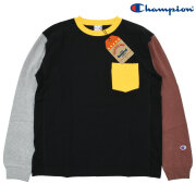 【CHAMPION】 REVERSE WEAVE LONG SLEEVE TEE CRAZY PATTERN(C3-T412) (Black)