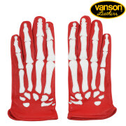 【VANSON】 ROPX SKELTON LEATHER GLOVE (Red)