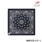 【ROTHCO】PAISLEY BANDANA - 55cm角/Navy Blue
