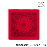 【ROTHCO】PAISLEY BANDANA - 55cm角/Red/Black