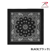 【ROTHCO】PAISLEY BANDANA - 68cm角/Black
