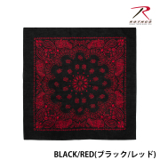 【ROTHCO】PAISLEY BANDANA - 68cm角/Black/Red