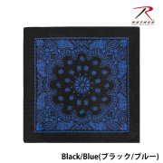 【ROTHCO】PAISLEY BANDANA - 68cm角/Black/Blue