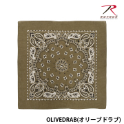 【ROTHCO】PAISLEY BANDANA - 68cm角/Olive Drab