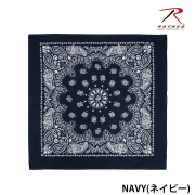 【ROTHCO】PAISLEY BANDANA - 68cm角/Navy Blue