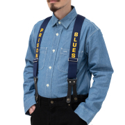 【PRISON BLUES】 LEATHER END SUSPENDER (Blue)