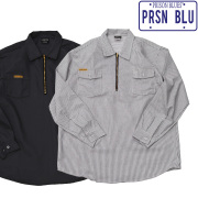 【PRISON BLUES】 LONG SLEEVE HALF ZIP WORK SHIRT