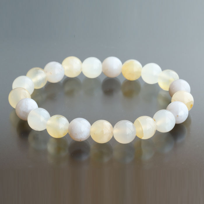 【伊勢浄化】北海道・今金町産 瑪瑙(アゲート)約10mmブレスレット[No.5]  ise13
