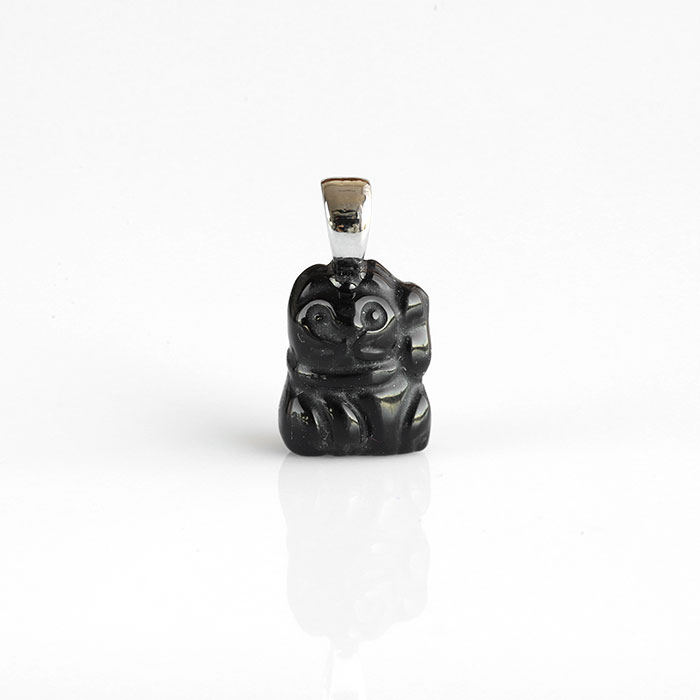 新春！伊勢浄化！招き猫のミニペンダント 豆サイズ　【オニキス・左手】　ise2023