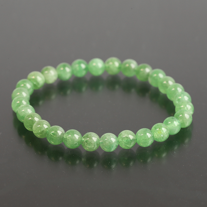 伊勢浄化【鑑別書付】ツァボライト（グリーン・グロッシュラー・ガーネット）の約6.5mmブレスレット　ise17　