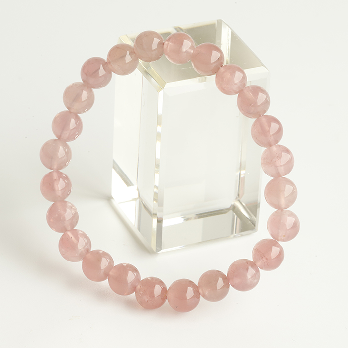 【伊勢】マダガスカルディープローズクオーツAAA’の7.5mm前後ブレスレット 　No.1　ise17