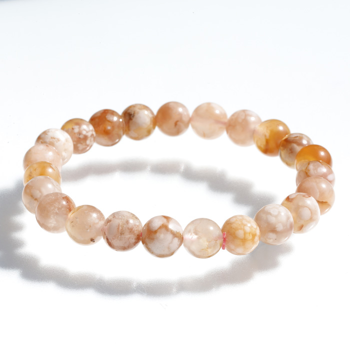 【伊勢浄化】桜瑪瑙の約8mmブレスレット　 [12] 　ise18　　　　　re　