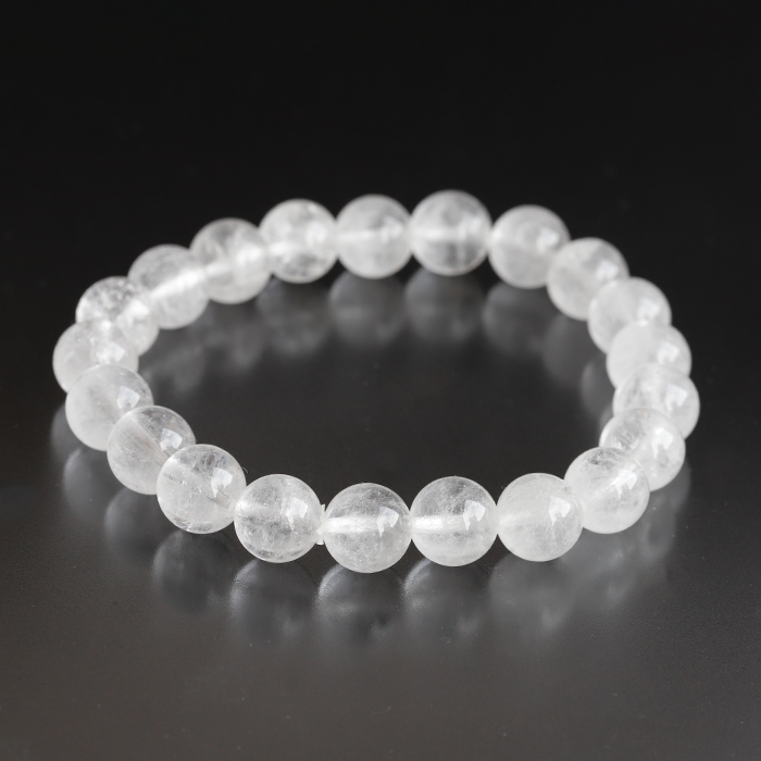 限定!証明書付き☆モンドクオーツの9~10mmブレスレット  ハーフミルキータイプ　  【6】　　　