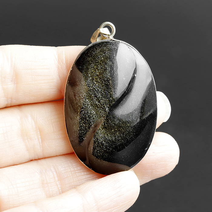 伊勢☆ゴールデンオブシディアンSAのペンダント（太極）   　約38×25mm　No.1ise22 rei