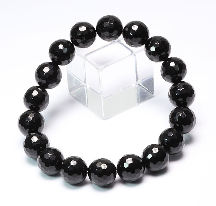 特価!オニキスの10mmミラーボールカットブレスレット　 【天然石・パワーストーン】