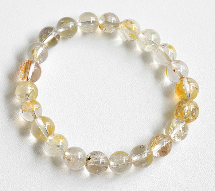 証明書付!レア!ゴールデンハーキマーダイヤモンドの8.9~9.8mmブレスレット　　3　  　　【天然石・パワーストーン】