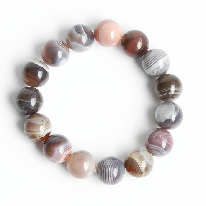 ナチュラルアゲートの12ｍｍブレスレット　　【パワーストーン・天然石】/SEO