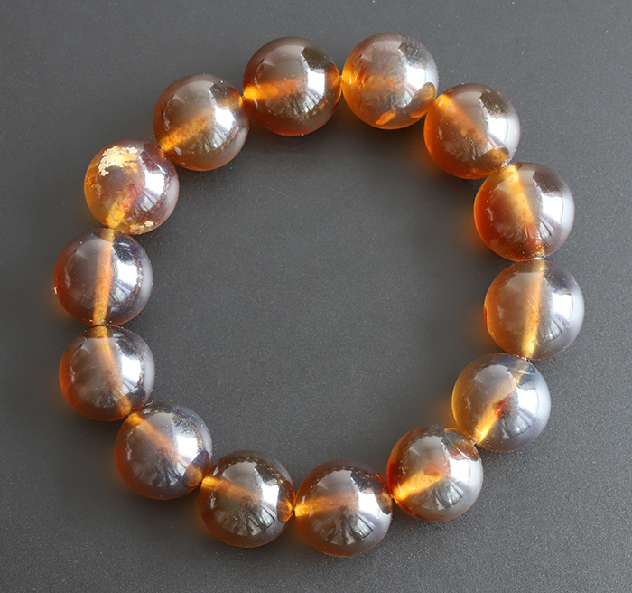 限定!高品質インドネシア産ブルーアンバーAAランク　 14~15mmのブレスレット　  <No.12>　　   【天然石・パワーストーン】
