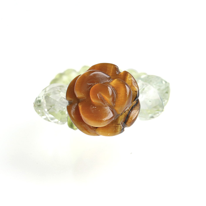 限定！タイガーアイの花かんむりリング　 　　 Flower　　　【天然石・パワーストーン】