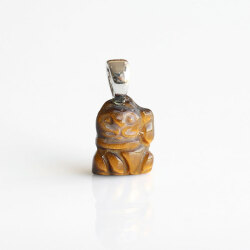 新春！伊勢浄化！招き猫のミニペンダント 豆サイズ　【タイガーアイ・左手】　　ise2023