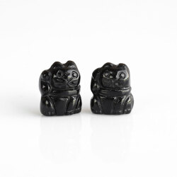 伊勢浄化！招き猫のミニピアス 豆サイズ　【オニキス・右手】　ise2023