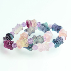 限定!幸せの双頭蓮花フローライトデザインブレスレット　ise14_