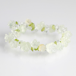 限定！プレナイトの花かんむりブレスレット No.2 【グリーンローズ】.  /8月【天然石・パワーストーン】