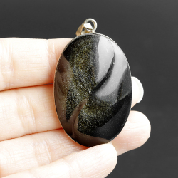 伊勢☆ゴールデンオブシディアンSAのペンダント（太極）   　約38×25mm　No.1ise22 rei