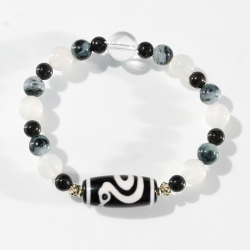 【伊勢】スーパー天珠「黒蛇天珠」とK10Gブレスレット[No.3]  　　ise25