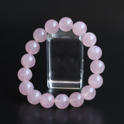 限定!濃いめローズクオーツの12mmブレスレット 【天然石・パワーストーン】/10月・SEO