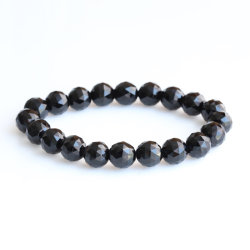 【浄化済み】鑑別書付き!天然黒水晶（モリオン）のSAランクブレスレット【カット】　10mm     susa2 rei2 sale