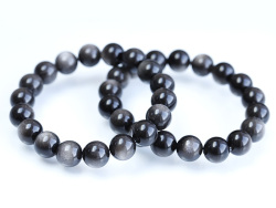 限定!再入荷!珍品!シルバーオブシディアンSAの10mmブレスレット   【パワーストーン/天然石】