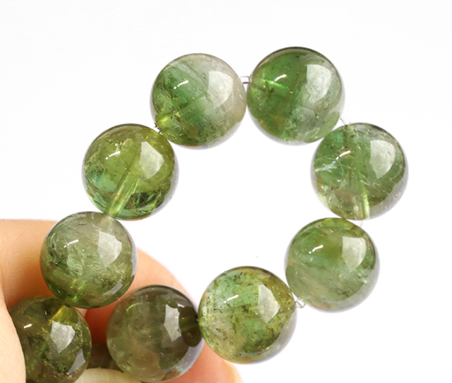 伊勢浄化】バイカラーグリーントルマリン10mmupブレスレット[鑑別書付