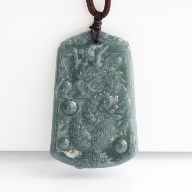 ☘本翡翠　グアテマラ翡翠　❄️氷種❄️ 龍神　ネックレス　新品5530 本翡翠 グアテマラ翡翠⭐️氷種⭐️龍神 ネックレス 新品