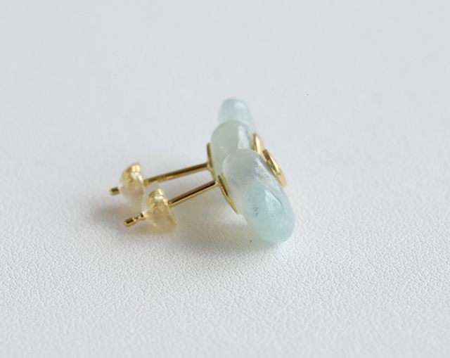 18 K金A U 750天然ジェダイト本翡翠スタッドピアス 鑑定書付き（中古品） 中古】 スタージュエリー STAR JEWELRY K18WG ピアス