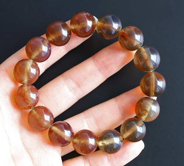 限定!高品質インドネシア産ブルーアンバーAAランク 14mmのブレスレット  