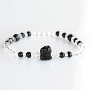 新春！伊勢浄化！招き猫の豆ブレスレット　【オニキス・右手】 　ise2023